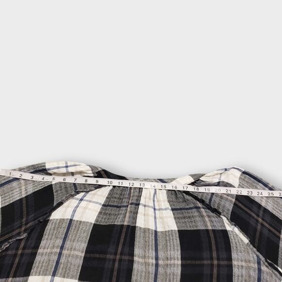 Caffe Marrakesh 3X Plaid Popover Tunic Top Crinkle Texture Pocket Stretch - Picture 10 of 11